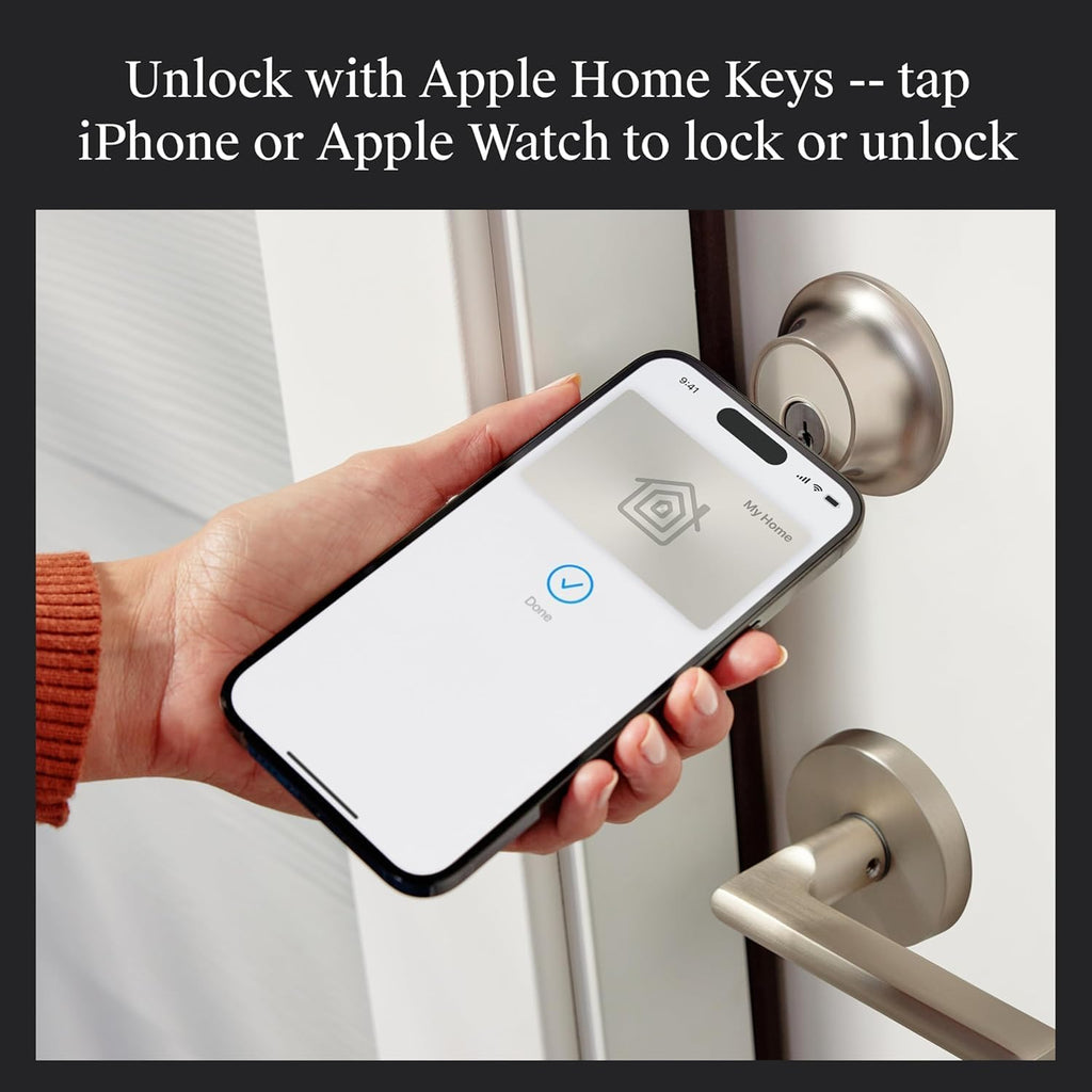 Level Lock+ WiFi Deadbolt Smart Lock - World's Smallest Smart Lock Plus Apple Home Key - Lock/Unlock Anywhere - Level App for iOS & Android - Works with Apple Home, Alexa, GoogleHome (Satin Nickel)