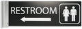 ALPHA DOG SIGNS Corridor Projecting Hallway Bathroom Sign, Left Arrow, 4"x12" Double Sided, Indoor/Outdoor, Easy Install, Durable Business Wayfinding Plaque, USA-Made (Black)