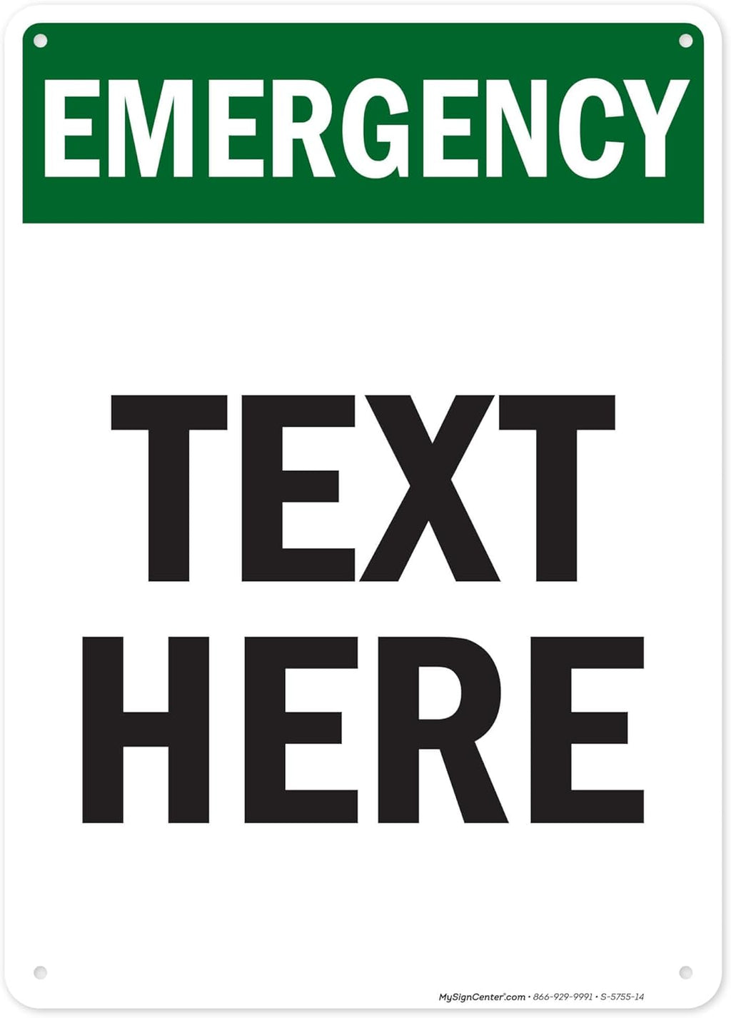 Custom Emergency Sign, OSHA Sign, 10x14 Inches, 55 mil thick HDPE (high density polyethylene), Made in USA by My Sign Center