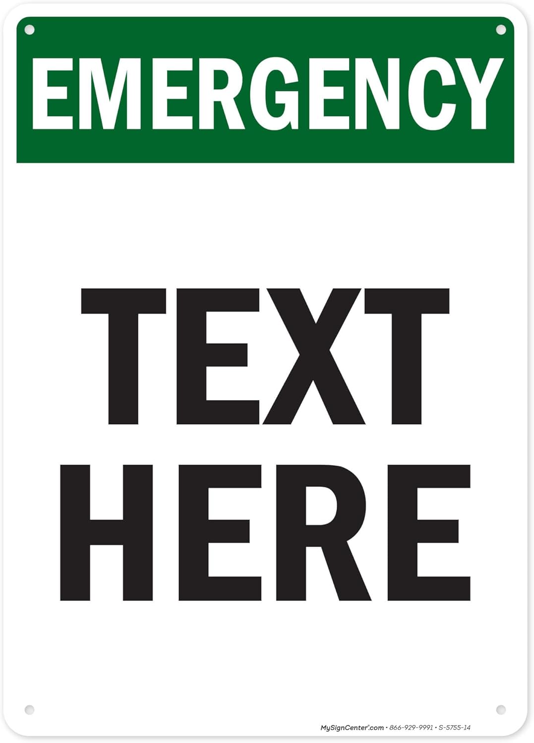Custom Emergency Sign, OSHA Sign, 10x14 Inches, 55 mil thick HDPE (high density polyethylene), Made in USA by My Sign Center