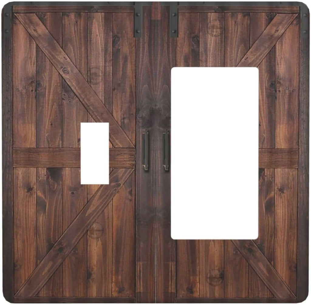 Decorative Outlet Covers Vintage Brown Farmhouse Barn Door 2 Gang Light Switch Cover Plate Single Toggle 1 Rocker Wall Plates for Electrical Outlets Switch Plate Covers for Bedroom Home Decor