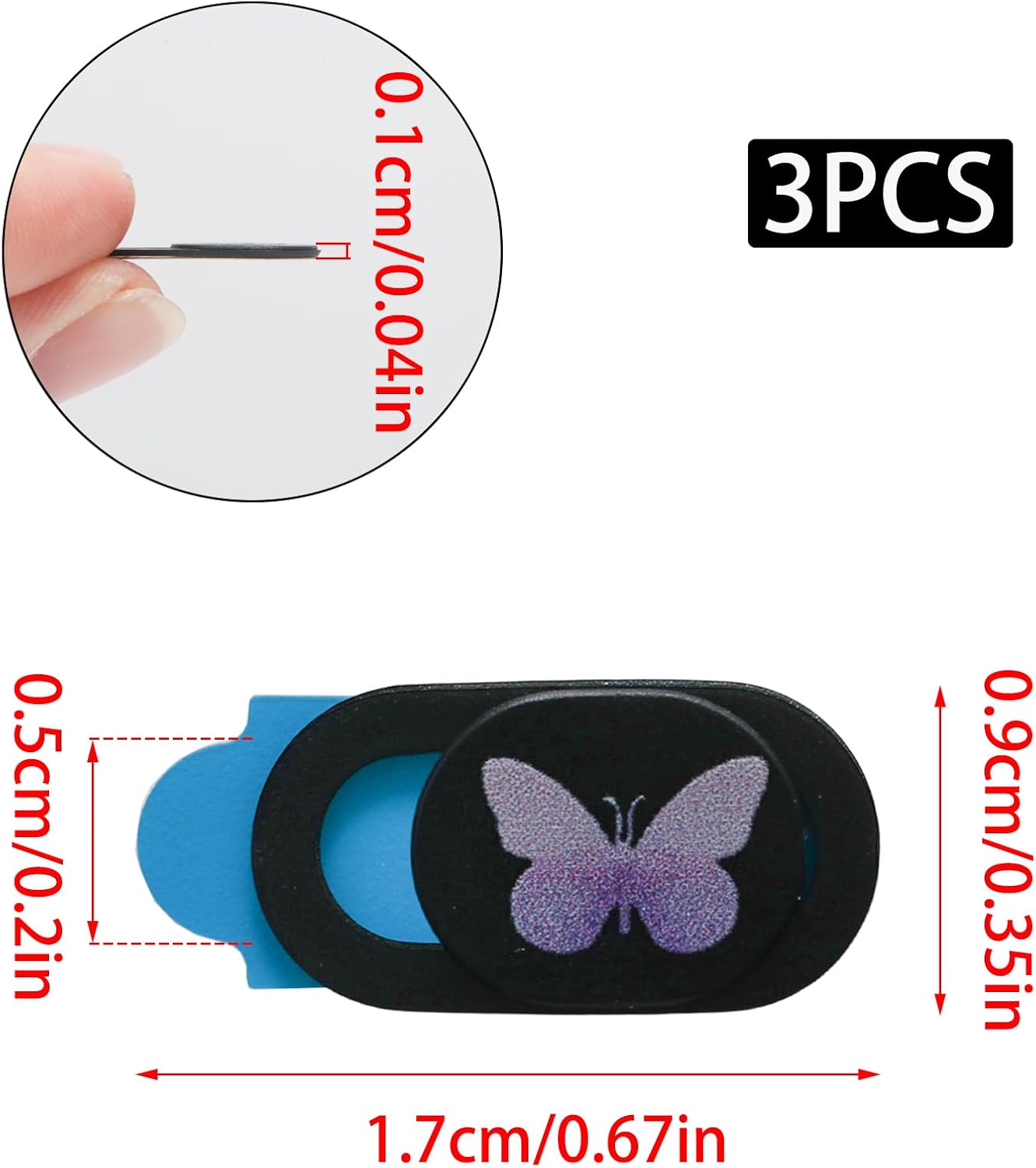 3 Pcs Laptop Camera Cover Slide, Ultra Thin Webcam Privacy Cover, Phone Camera Blocker to Protect Privacy for Laptop, Desktop, Tablet, Computer or Smartphone (Butterfly)