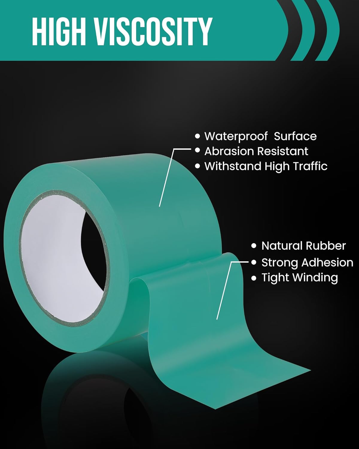 Lichamp 3 Rolls Vinyl Tape, Premium Safety Marking and Traffic Floor Marking Tape, Bundling, Social Distancing, 4 Inch x 36 Yards per Roll, 108 Total Yards, Green
