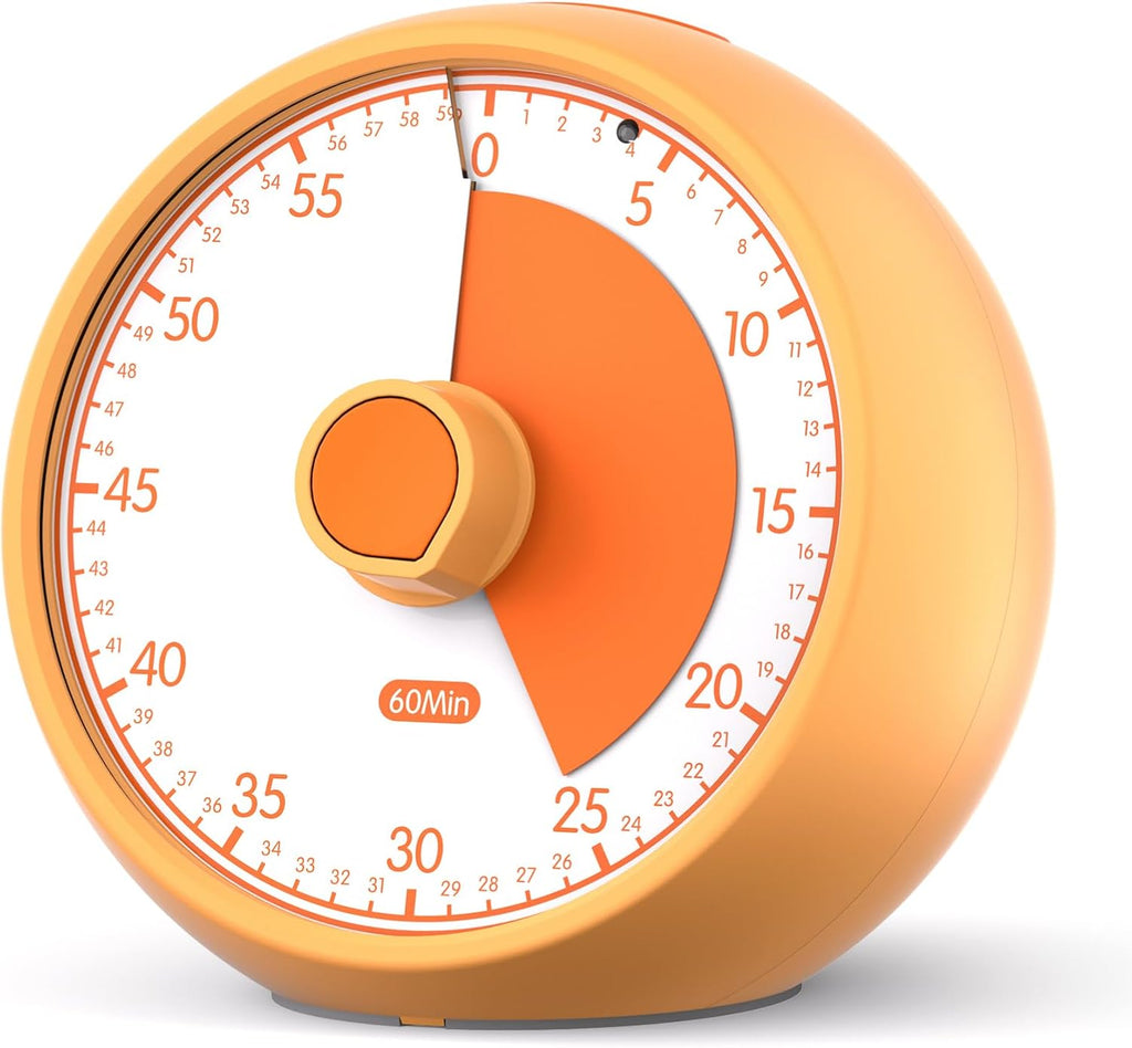 Visual Timer for Kids 60-Minute - Silent Analog Countdown Time Timer with Optional Alarm, Focus Tool for ADHD & Autism, Time Management for Homework, Chores, Office, Kitchen, Teaching & Study Routines