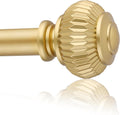 Gold Curtain Rods for Windows 66 to 120 Inches 1 Inch Adjustable Heavy Duty Curtain Rods with Lantern Ball Finials,Window Treatment Single Curtain Rod Set