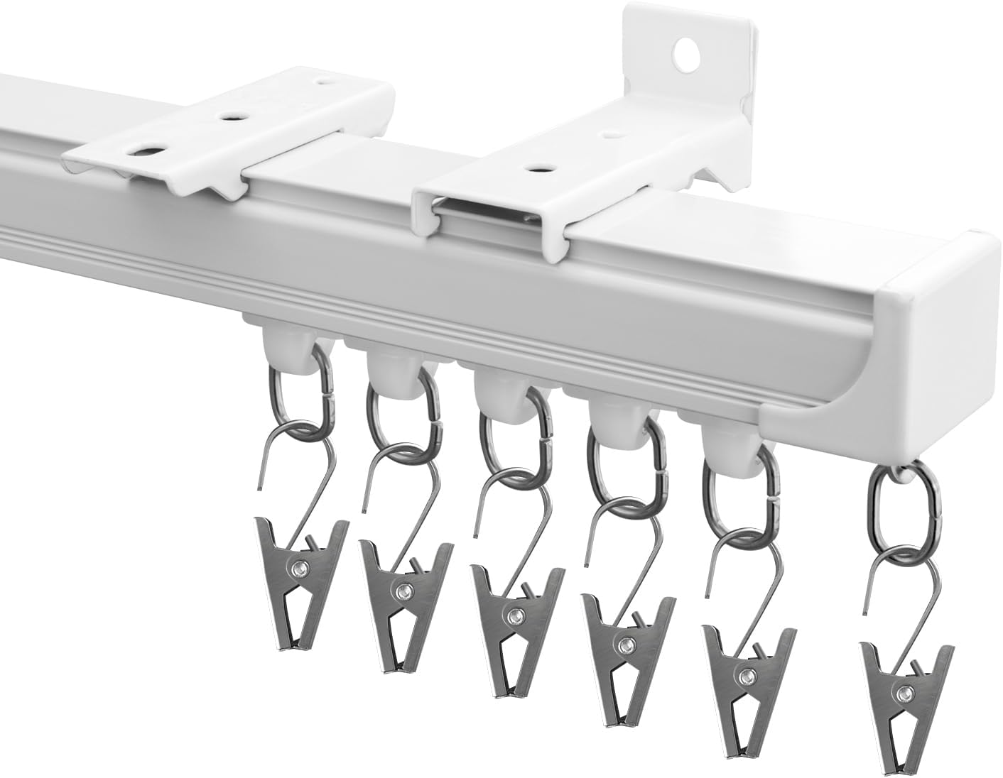 Curtain Track Ceiling Mount heavy duty sliding Curtains Tracks rails Rod System Room Divider with clips 12-15ft White