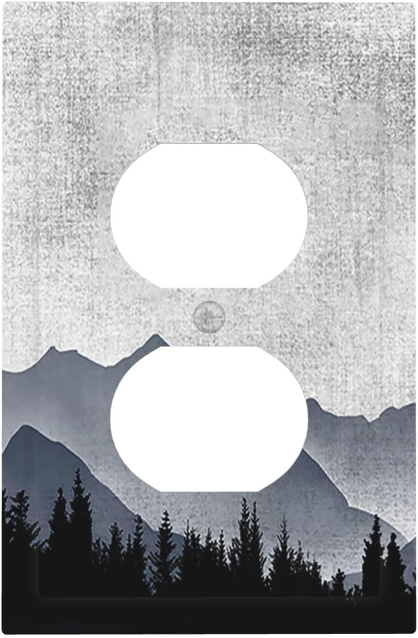 Outlet Covers Natural Landscape Mountains Pine Trees 1 Gang Duplex Wall Plate Decorative Switch Plates Electrical Receptacle Faceplate Light Switch Cover for Bedroom living Room Decor