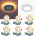 CycevSun 3 Inch LED Recessed Lights with Night Light, Dimmable & 5CCT Selectable Canless Outdoor Soffit, Downlight Wafer Pot Light, 6W, ETL, IC Rated, 6 Pack