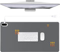 Konohan Heated Large Desk Mat PU Leather Warm Mouse Pad with 5 Heating Level & 4 Hour Auto Shut-Off Heating Keyboard Pad Warmer Gaming Mice Mat Only Supports 110v(Gray Color,23.6"x 14.2")