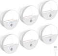 Rechargeable Motion Sensor Night Light, Battery Night Lights LED Cool White Magnetic Stick-on Motion Sensored Hallway Light, with Dusk to Dawn Sensor for Stair, Wall, Bedroom, Bathroom(6 Pack)