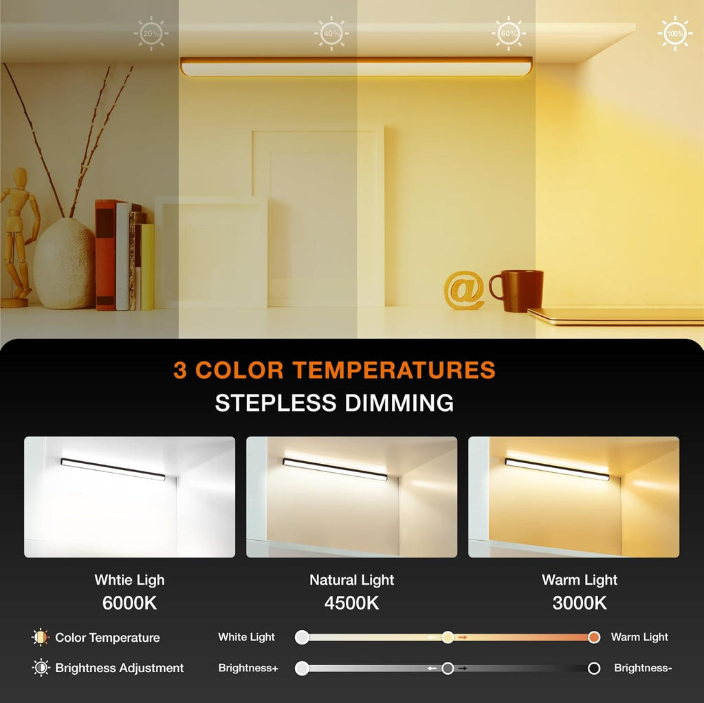 Under Cabinet Lights Remote Control,2 Pack Magnetic Dimmable Closet Lights,USB Rechargeable Wireless LED Shop Light,Ceiling and Under Counter Lights for Kitchen (Black, 30CM)