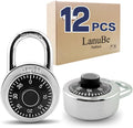 LanuBe Lock Standard Dial Combination Lock, 2 inches. Wide, with Different Combinations, Black Turnplate, Pack of 12; Lock for School, Employee, Gym Sports Locker, Case, Toolbox