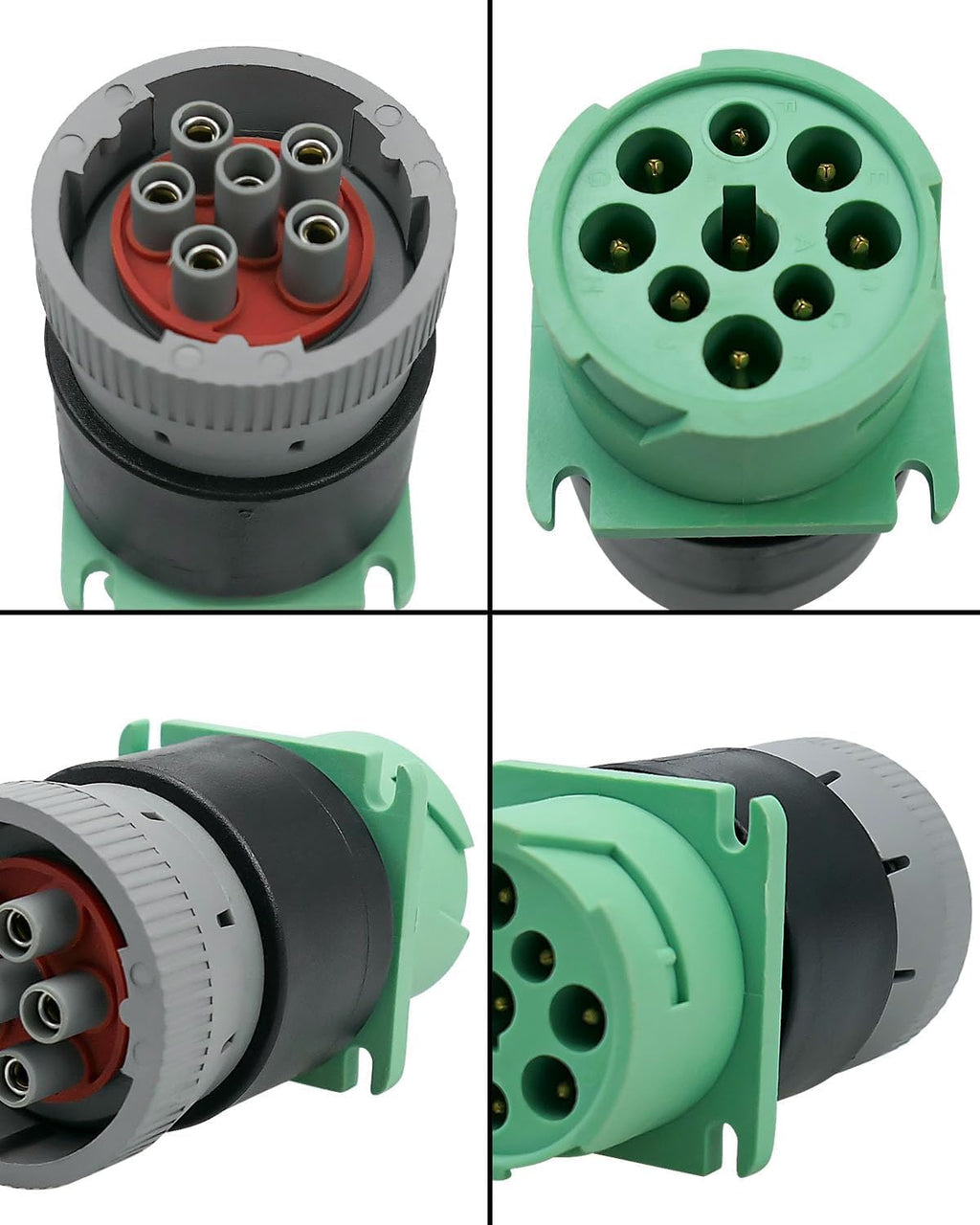 Diagnostic Plug 9pin J1939 Type 2 to 6pin J1708 Motorcycle Wiring Female Adapter, Green