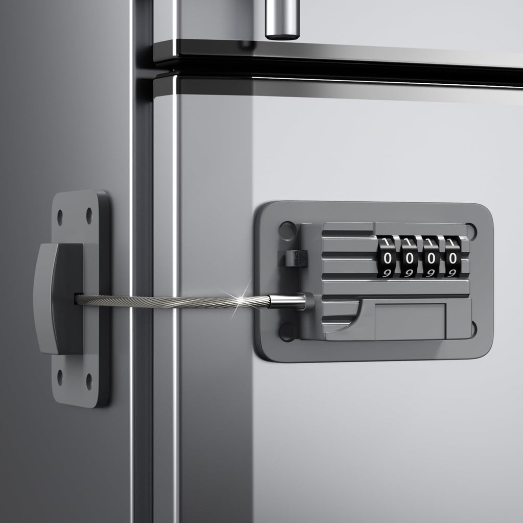 Upgraded Combination Fridge Lock for Child Safety, Keyless Refrigerator & Freezer Lock with Code for Kids, Grey