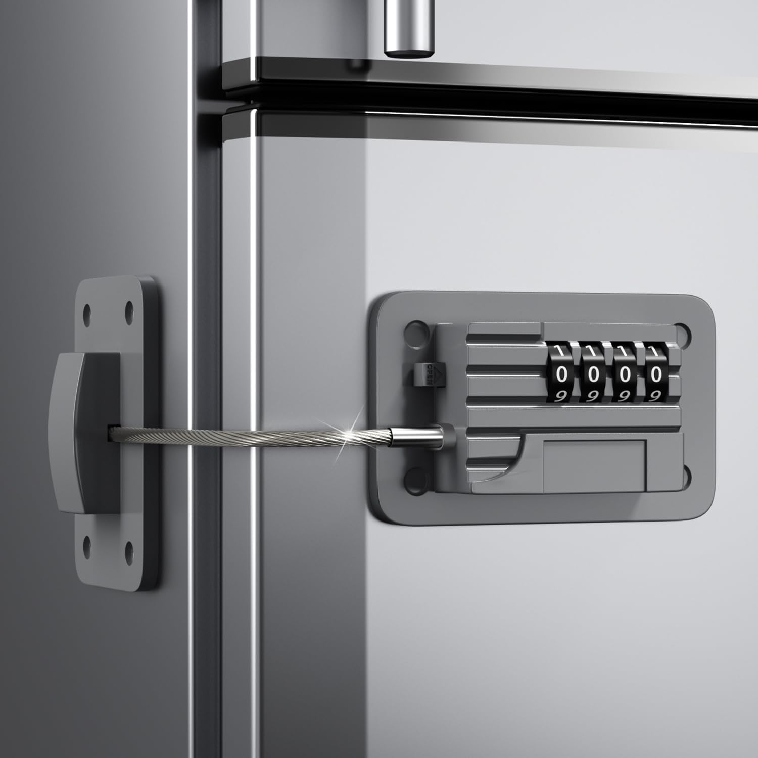 Upgraded Combination Fridge Lock for Child Safety, Keyless Refrigerator & Freezer Lock with Code for Kids, Grey