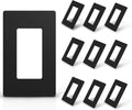 ELEGRP 1-Gang Screwless Decorative Wall Plates, Standard Size Unbreakable Thermoplastic Faceplate Cover for Decorator Receptacle Outlet Switch, UL Listed (10 Pack, Matte Black)