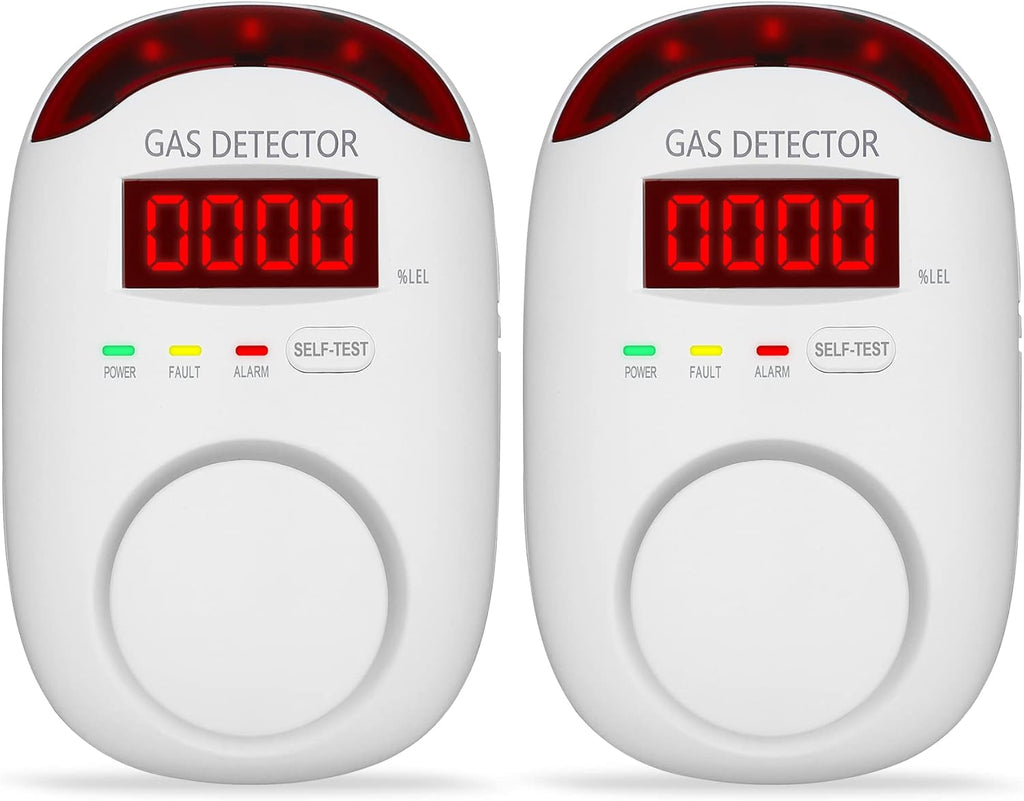 2 Packs Gas Detector & Alarm - Koabbit Plug in Natural Gas Detectors & Propane Gas Detectors for Home,RV & Kitchen, Combustible Gas Leak Detector Monitor for LNG, LPG, Methane.