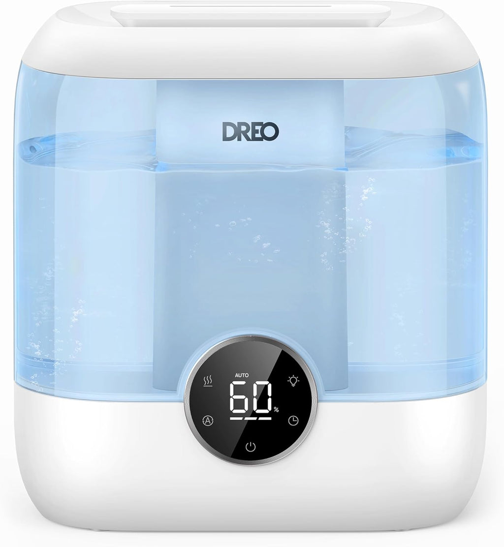 Dreo 6L Top Fill Humidifiers for Bedroom, 60H Runtime 28 dB Quiet Supersized Cool Mist Air Humidifiers for Large Room, Baby Nursery, Plant, Indoor, Night Light, Easy to Clean, Precise Humidity Control