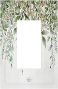 Decorative Outlet Covers Sage Green Eucalyptus Watercolor Plant Leaves 1 Gang Single Rocker Light Switch Cover Plate Wall Plates GFCI Faceplate for Bedroom Bathroom Decor