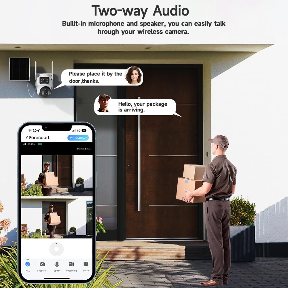 XIAOVV 4K Outdoor Security Camera with 4G LTE, 8MP Security Camera Outdoor with 8000mAh Solar Panel, Motion Detection, 360° Pan-Tilt Rotation, Full-Color Night Vision, AOV Low Power Consumption