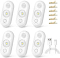 YGS-Tech LED Motion Sensor Light Indoor, Rechargeable Puck Lights, Magnetic Dimmable Under Cabinet Light, Wireless LED Lights for Closet, Kitchen, Stairs, Warm White, 6-Pack (White)