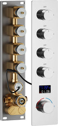 Chrome 4 Function Wall Mount Shower Control Mixer Valve Multi Function Shower Temperature Digital Display 4 Way Pressure Balance Valve Trim Kit Flow Control