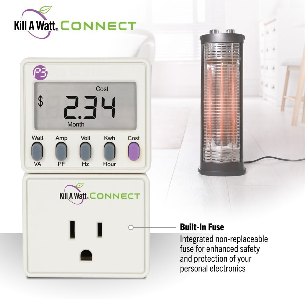 Kill A Watt Connect P4498 Electricity Usage Monitor Power Consumption Meter with Two Piece Housing and 35 Inch Cord for Easy Use