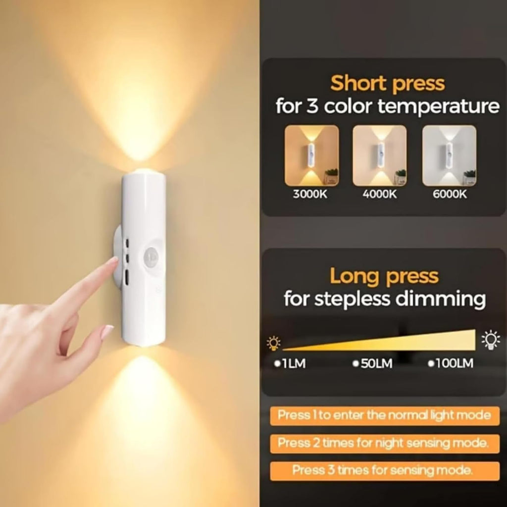 Rechargeable Smart LED Motion Sensor Ambient Light, Punch-Free Smart Sensor Magnetic Rechargeable LED Lights, Color Changing Motion Sensor Light for Stairs, Wardrobe, Cabinet (6, White-RGB 7colors)