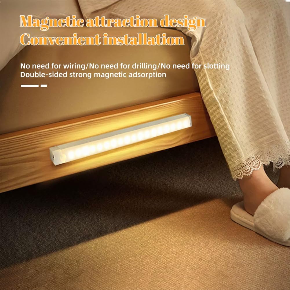 Punch-Free Smart Sensor Magnetic Rechargeable Led Lights, Rechargeable Motion Sensor Lights, Motion Sensor Light Indoor, for Wardrobes Kitchens Closets and Studios (4Set-Warm,30cm/11.81in)