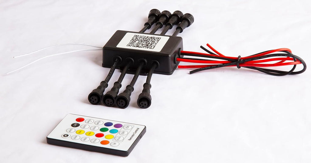 Nicoko New Version Bluetooth&Remote Central Controller -Come with 8 pcs Waterproof pods Connector +Data Wires for RGB Light bar,Headlight,Tail Lights,Whips etc