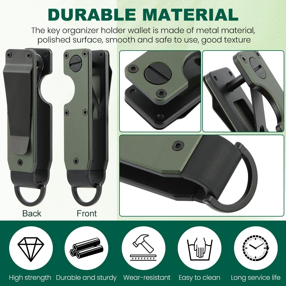 Key Organizer With Key Handle,Compact Met-allic Key Holder,Met-allic Key Organizer,Smart Keychain Secures 1-5 Keys