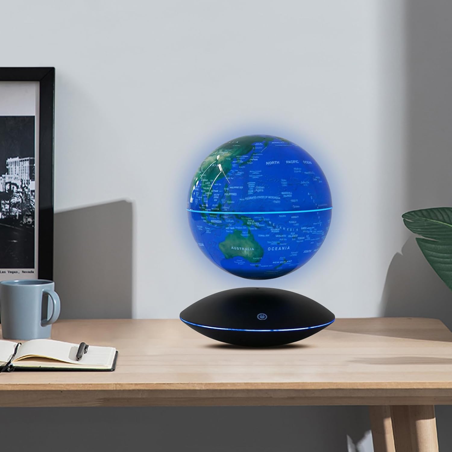 Magnetic Levitation Floating Globe, 6" World Geographic Globes Anti Gravity 360 Rotating World Map with LED Light for Homes, Schools, Offices