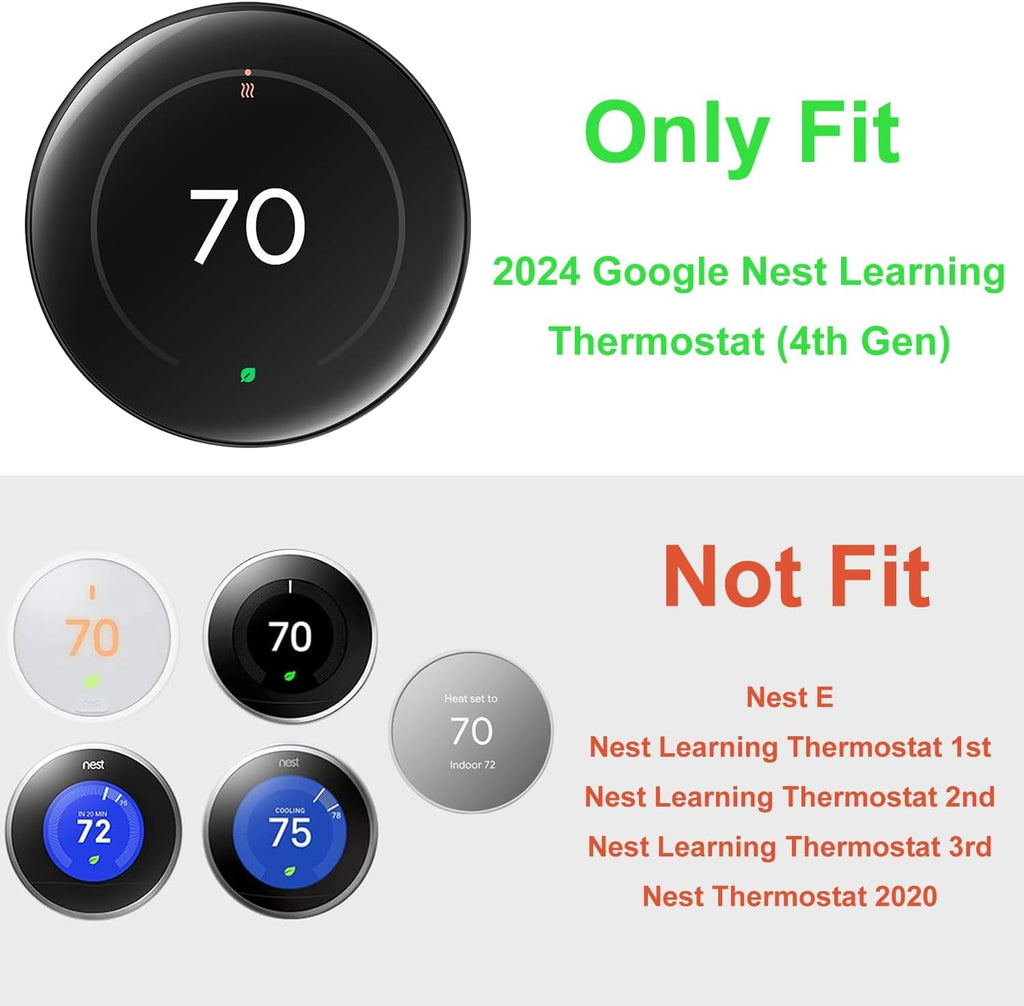 Nest Thermostat Wall Plate Cover Replacement Compatible with Google Nest Learning Thermostat (4th Gen), Practical Nest Learning Thermostat 4 Trim Kit, Snap fit Design (Black, 1 Pack)