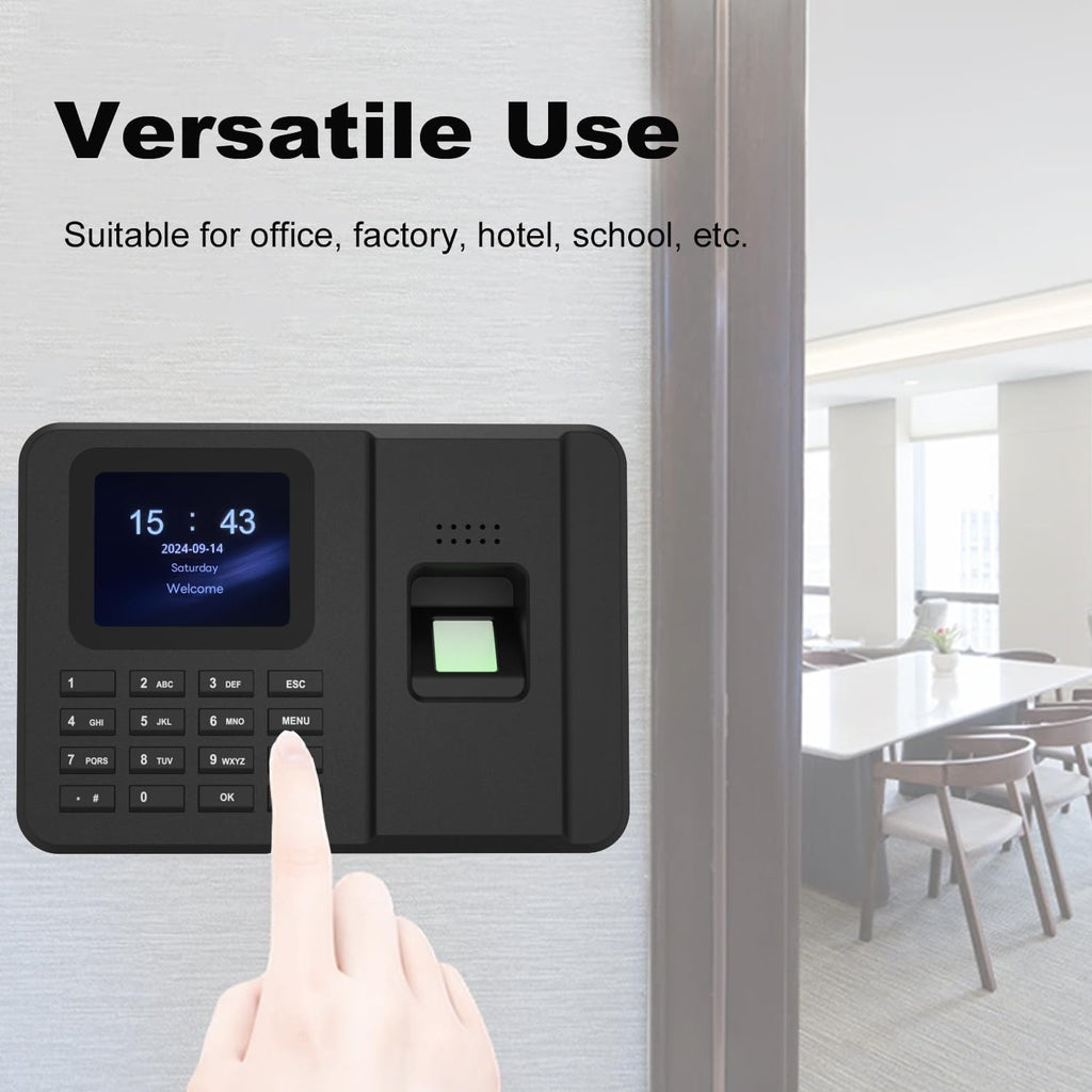 Time Clocks for Employees Small Business, Fingerprint + PIN, Biometric Clock in and Out Machine for Employees, No Monthly Fee, No Software Required