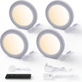 V4light Smart Puck Lights 4 Pack, Plug-in Under Cabinet Lighting for Kitchen, Closet & Shelf, App, Voice & Hand Control, Works with Alexa & Google Home, Dimmable & Adjustable Warm to Cool White Light