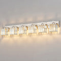 Modern Vanity Light 6-Lights Brushed Nickel Vanity Light Crystal Bathroom Wall Light Bathroom Light Fixtures