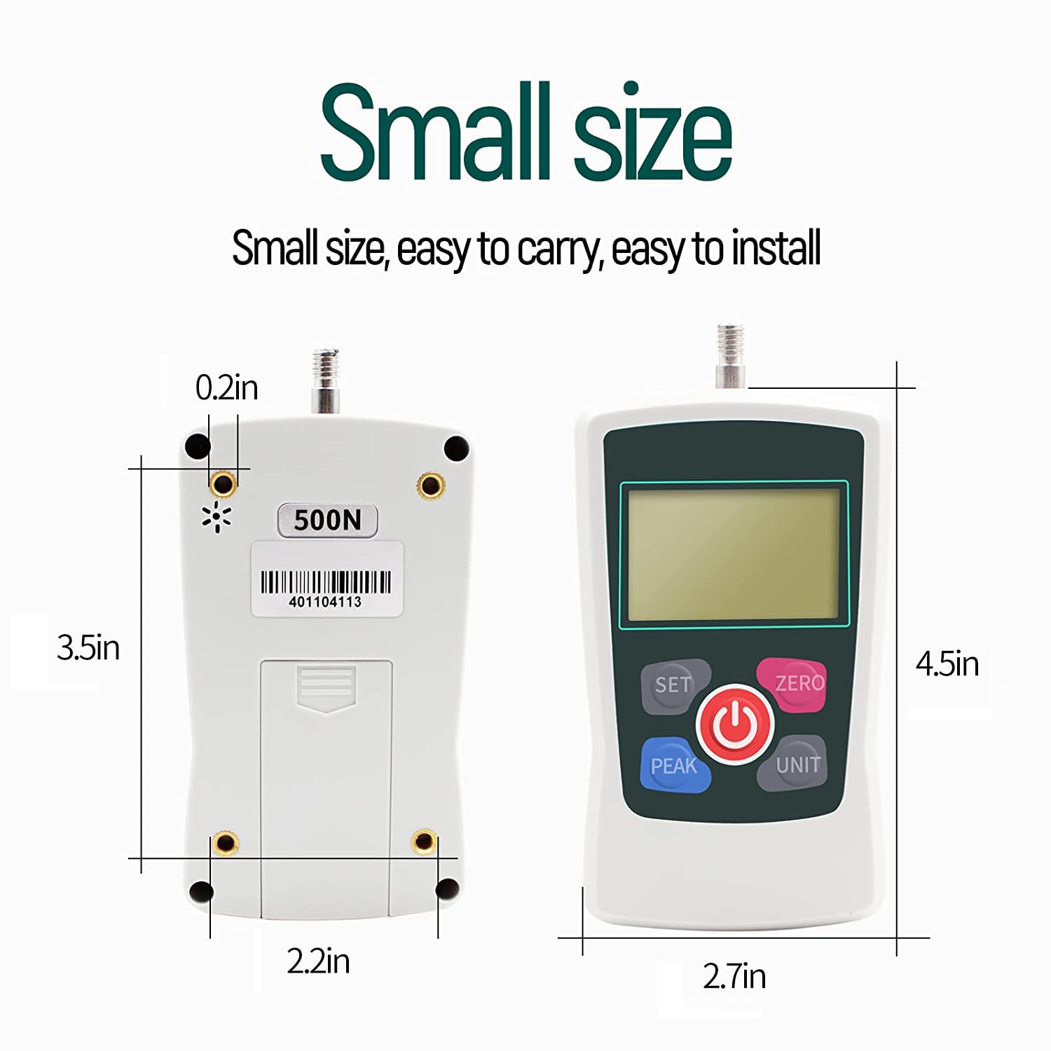 500N Digital Force Gauge Push and Pull Tester Meter with 4 Measurement Units N Kg Lb Oz, Automatic Backlight, Buzzer Alarm Function,1% Accuracy