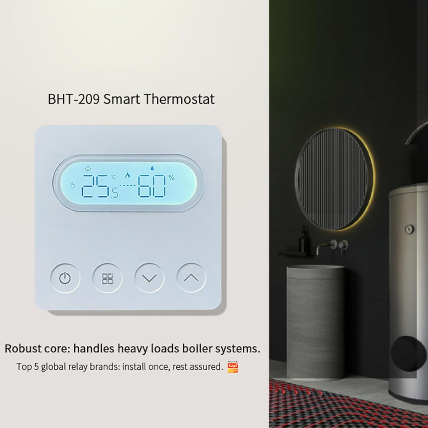 WALFRONT House Thermostat Intelligent Wall Thermostat for ZIGBEE Voice Control 7 Day Heating Plan Smart Room Heater for Water Floor Heating System