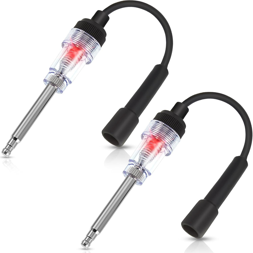 Inline Spark Plug Tester Engine Straight Boot Ignition Tester Light Lawnmower Checker Armature Diagnostic Detector for Automotive Car Internal External Engine(2 Pieces)