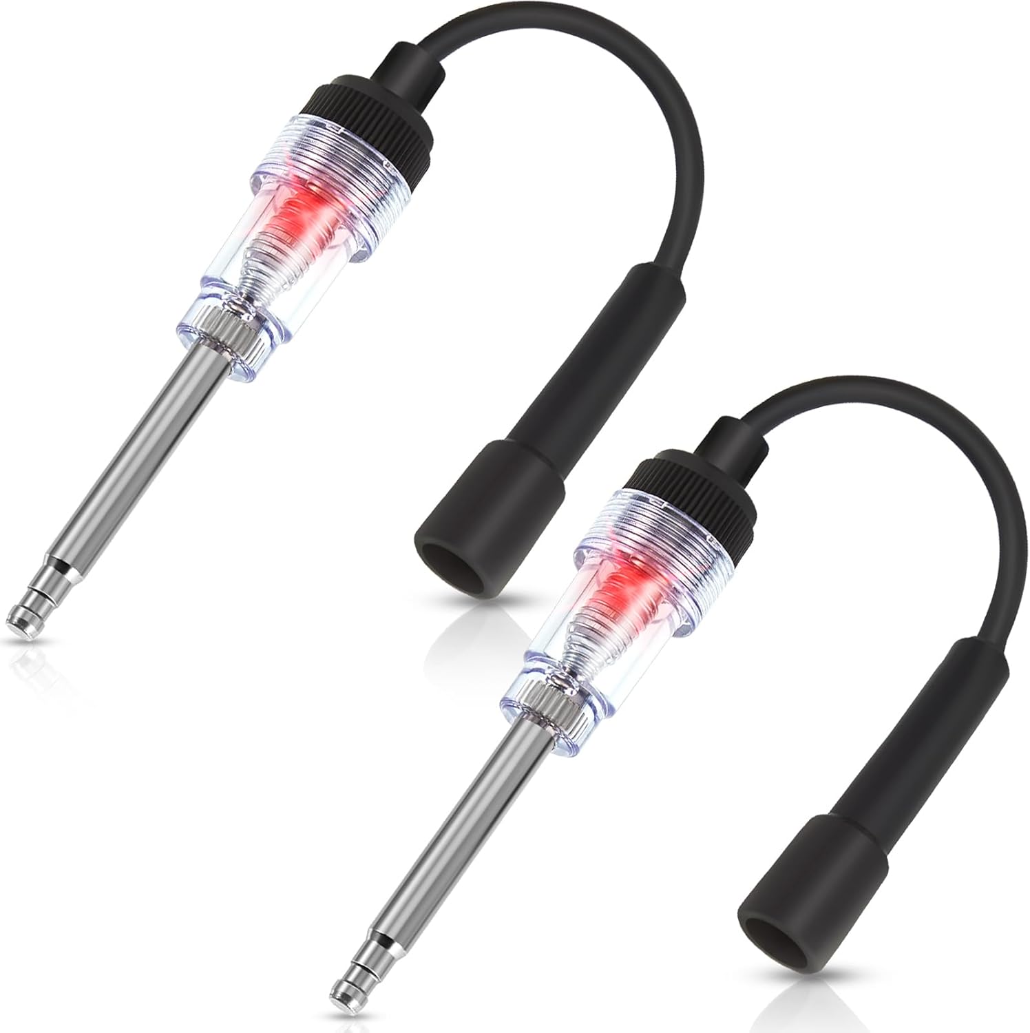 Inline Spark Plug Tester Engine Straight Boot Ignition Tester Light Lawnmower Checker Armature Diagnostic Detector for Automotive Car Internal External Engine(2 Pieces)