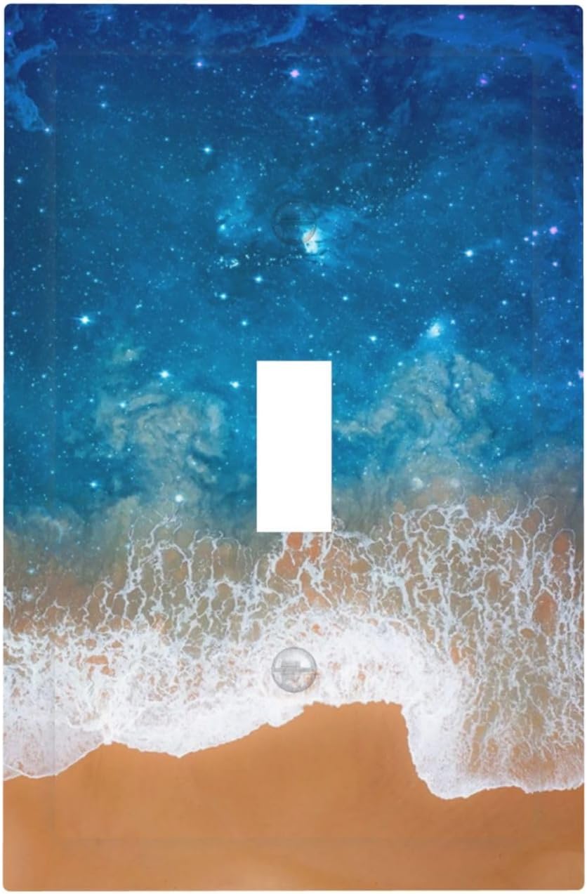 Blue Sea Ocean Beach Waves Single Toggle Light Switch Cover plate Outlet Cover Decorative Switchplate Wall Plates Electrical Panel Cover for Bathroom Living Room 5 X 3 IN