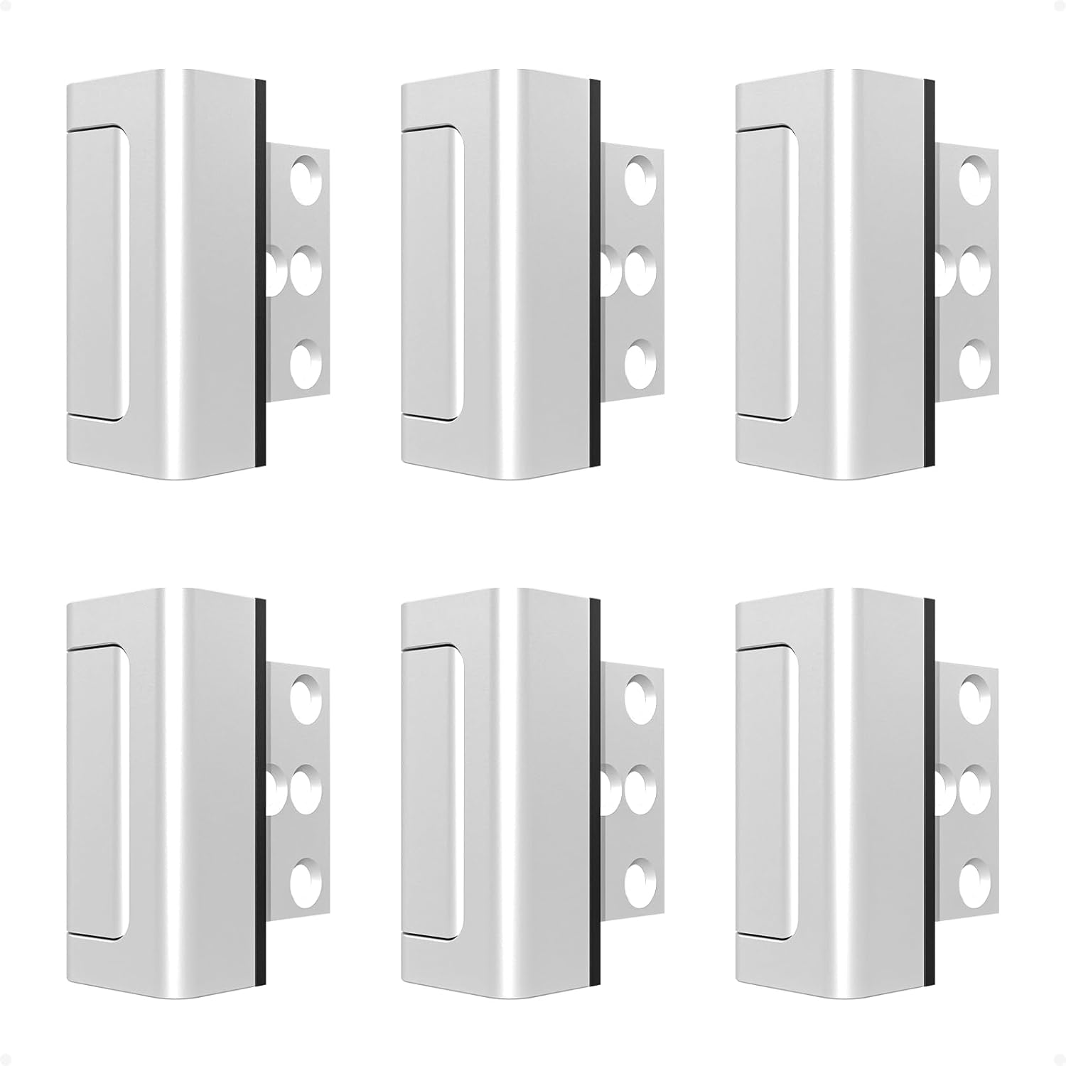 6Pack Home Security Door Reinforcement Lock Childproof, Door Locks for Kids Safety, Door Lock Latch Stopper for Front Door Inside Top of Door, Aluminum Construction Finish