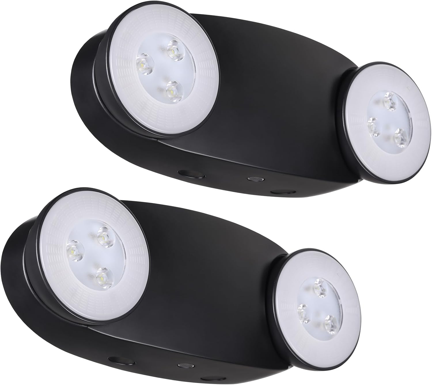 TORCHSTAR High Output LED Emergency Light, UL Listed, 800lm, AC 120-277V, Commercial Emergency Lights with Battery Backup, Two Adjustable Heads, Hardwired Exit Light Fixtures, Black, Pack of 2