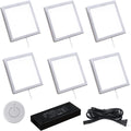 VST Under Cabinet Mini Panel Lighting 6PCS 3.94inch 12V 2.5W(Total 15W) with Wireless Dimmer Switch, Surface Mount Puck Light for Kitchen Van Truck Car Galley Downlight (Square Silver 4000K)