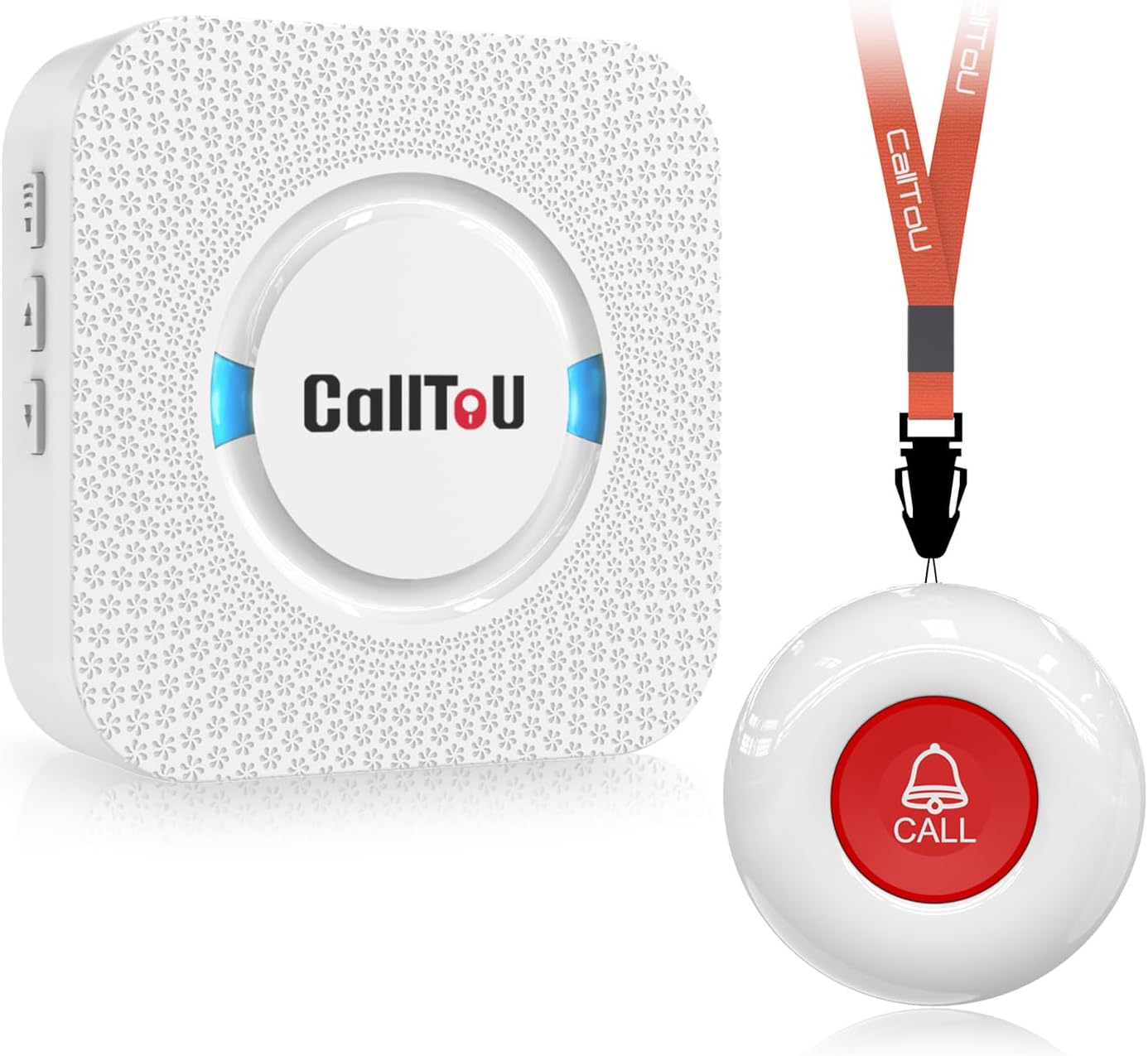 CallToU Caregiver Pager Wireless Call Button Nurse Alert System 500+ Feet for Home/Elderly/Patient/Disabled 1 Plugin Receiver 1 Waterproof Transmitter