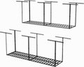 SunsGrove 2x8 Garage Storage Overhead Rack Organization, Adjustable Ceiling Mounted Storage Racks, 800LBS Weight Capacity, 22"-40" Ceiling Dropdown, 2 Pcs, Hammertone Black