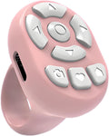 Rechargeable Fingertip Wireless Bluetooth Remote Control Scrolling Ring, RC Page Turner Music Video Camera Shutter for iPhone Android (Pink)
