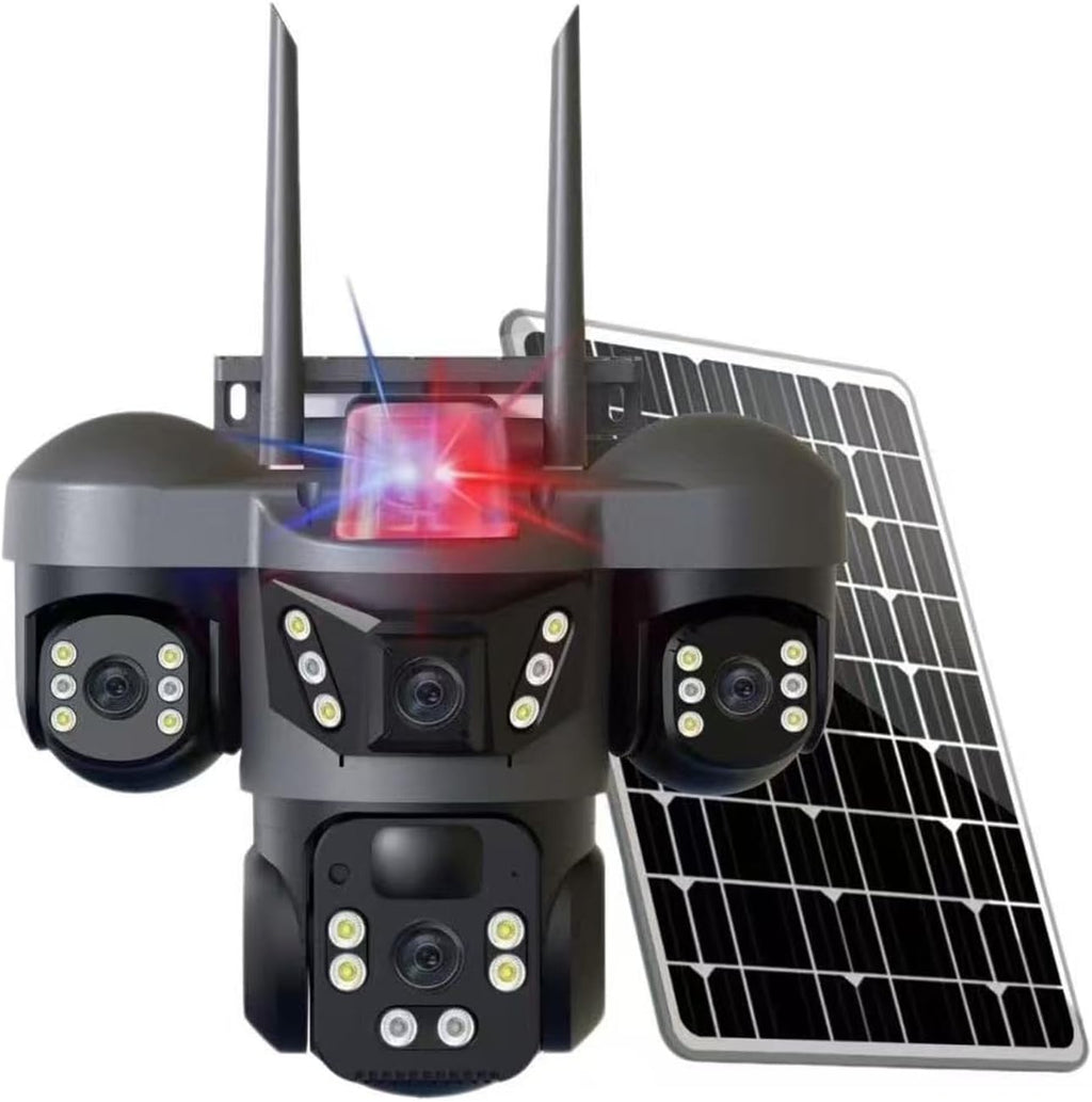 4K Solar Security Camera, 3 Cameras Security Cameras Wireless Outdoor, 360° Pan & Tilt Surveillance, Have Alarm Detection, Smart Monitor＆Night Vision, Two Way Intercom Outdoor Function 2.4GHz Wi-Fi