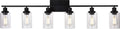 MELUCEE Black Vanity Light Fixture 6-Light Industrial Metal Wall Sconce Bathroom Lighting for Bedroom Hallway Kitchen, Clear Glass Shade Included (Patent No.: US D963914 S)