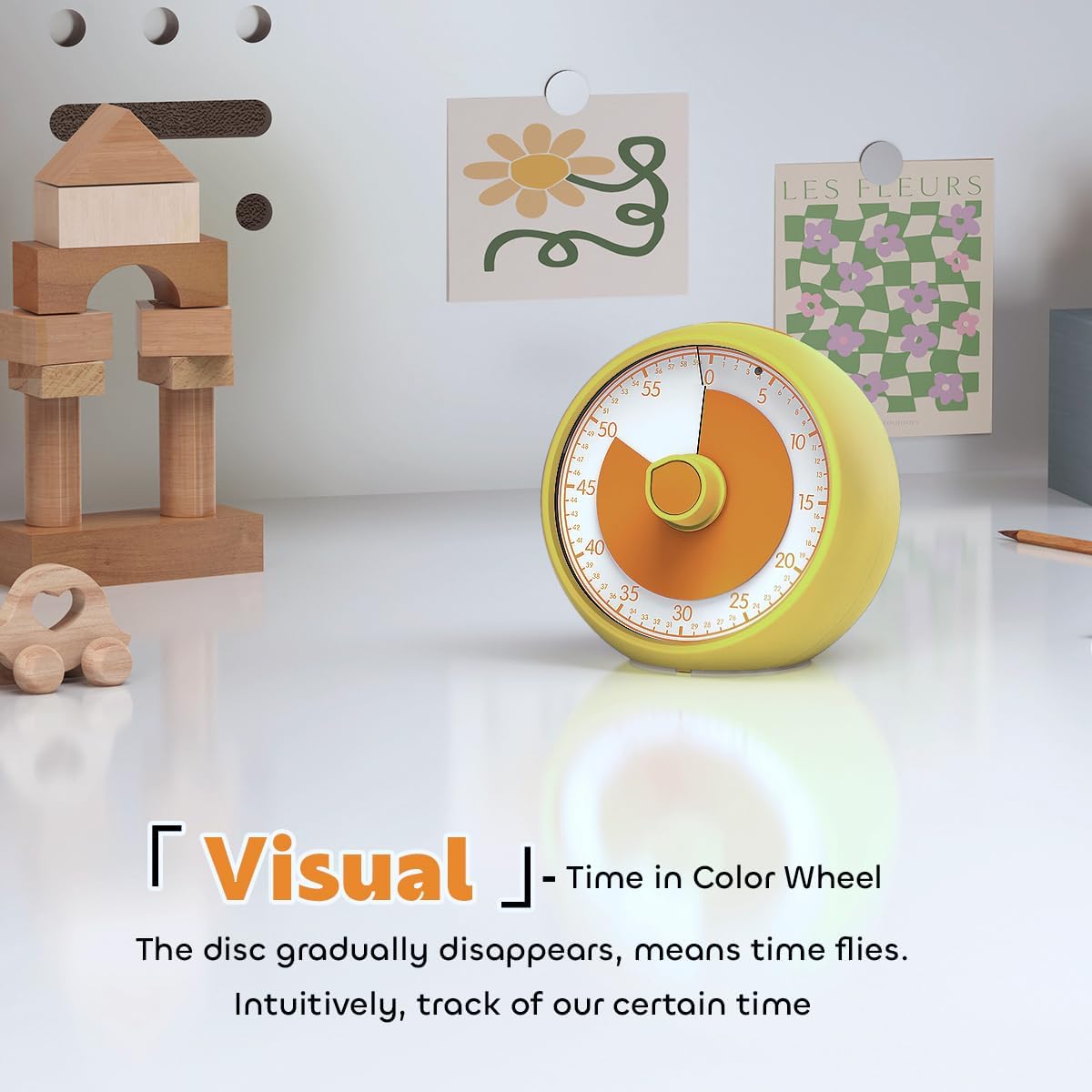 Visual Timer 60-Minute - Silent Analog Countdown Time Timer with Optional Alarm, Focus Tool for ADHD & Autism, Time Management for Homework, Chores, Office, Kitchen, Teaching & Study Routines